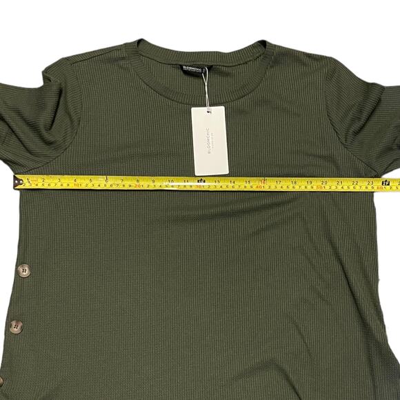 Bloomchic Plus Size Green Waffle Knit Pullover Shirt Size 12 - Picture 4 of 4